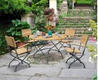 Garden Teak Bistro Table and 4 Chairs - Round Garden Bistro Dining Set