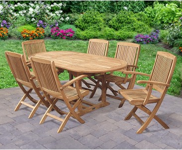 Bijou Expandable Dining Table Set with Folding Armchairs