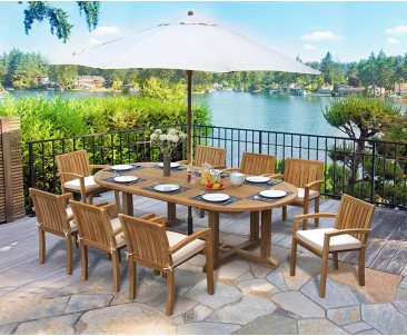 Hilgrove 8 Seater Teak Dining Set with Stacking Chairs