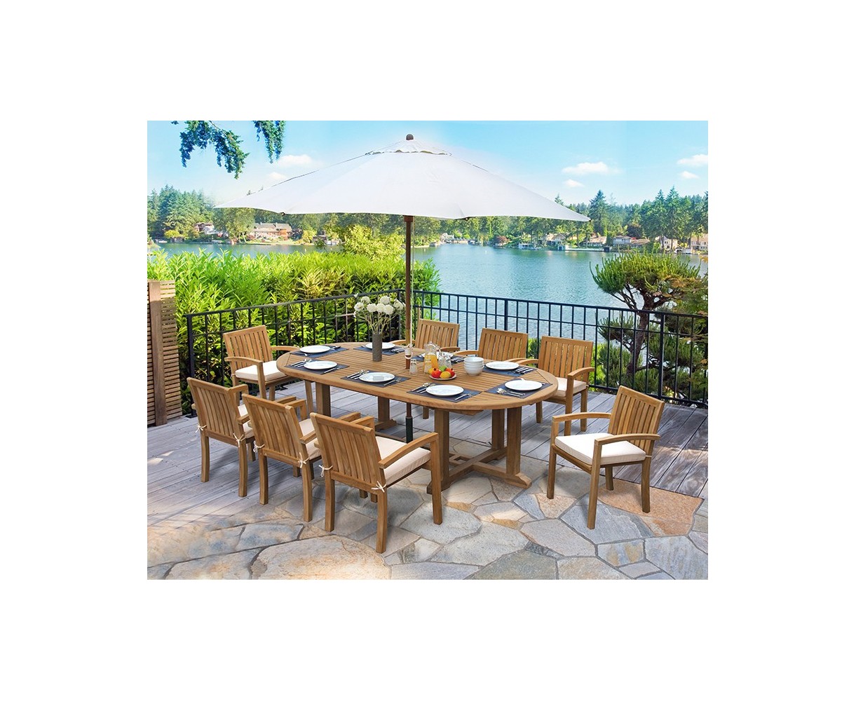 Hilgrove 8 Seater Teak Dining Set with Stacking Chairs