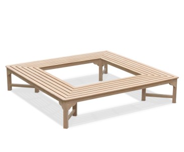 Teak Backless Square Tree Bench – 2.2m