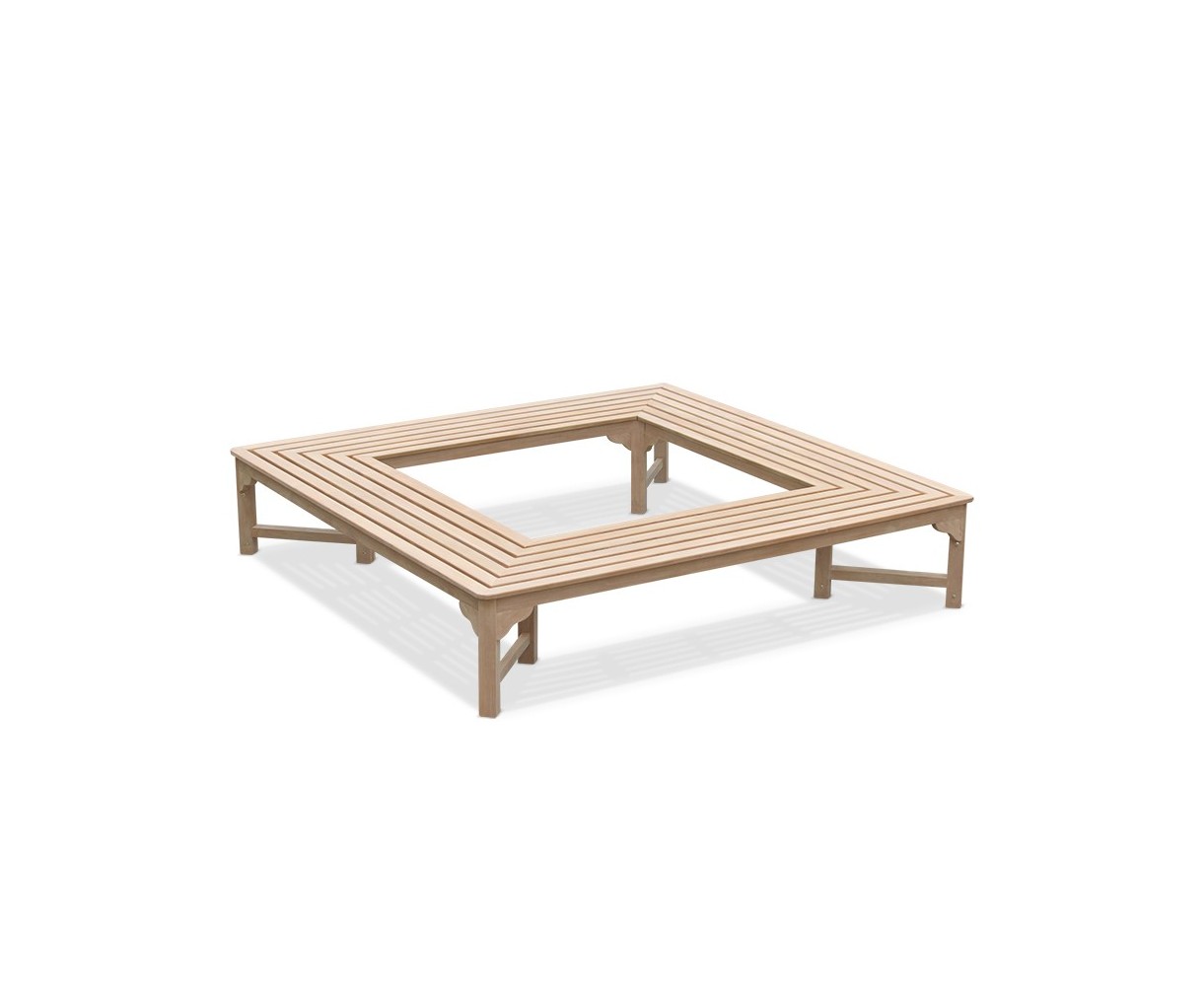 Teak Backless Square Tree Bench – 2.2m