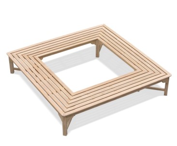 Teak Backless Square Tree Bench – 2.2m