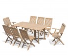 Shelley 8 Seater Drop Leaf Garden Table, Bali Armchairs and Side Chairs Set
