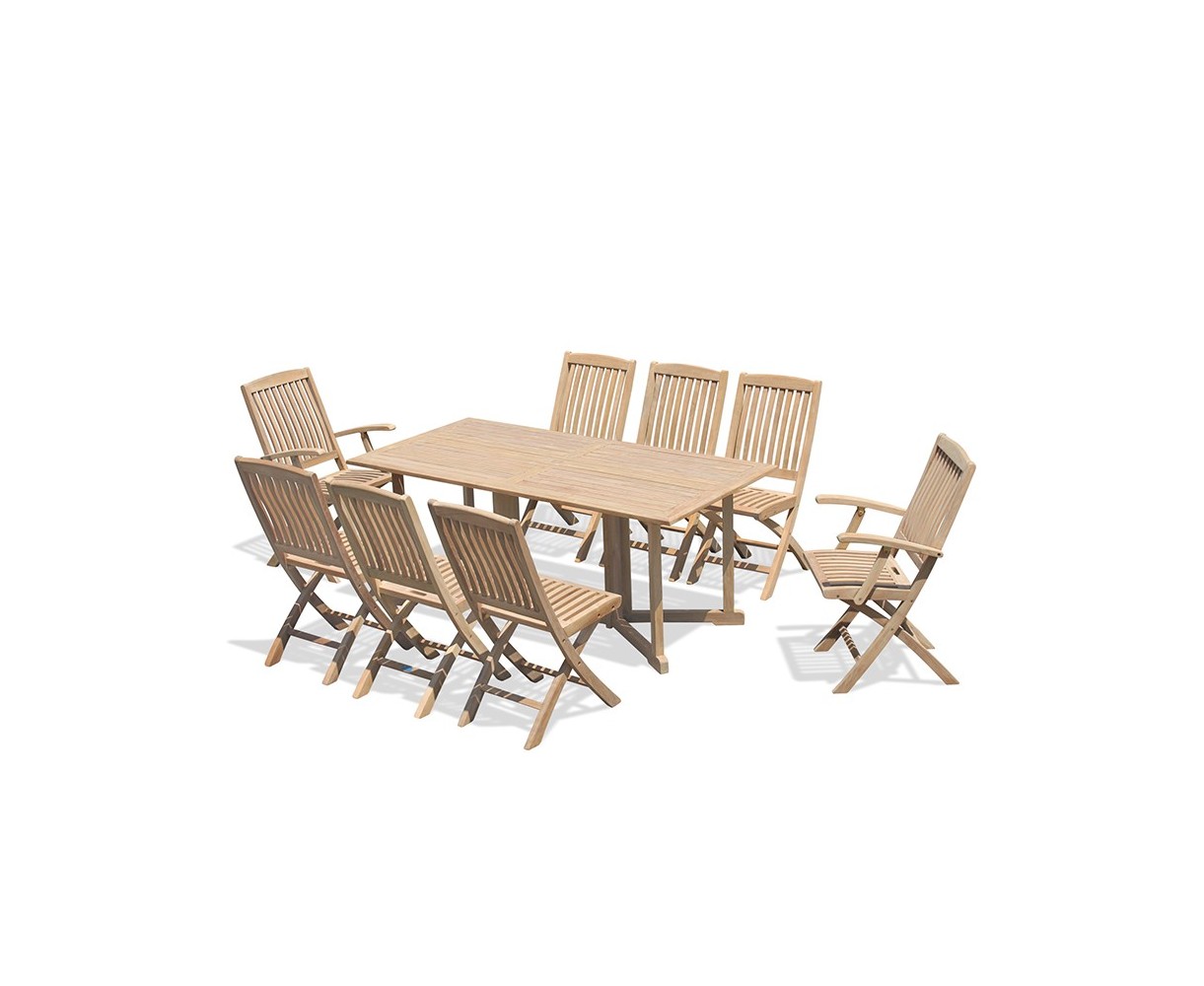 Shelley 8 Seater Drop Leaf Garden Table, Bali Armchairs and Side Chairs Set