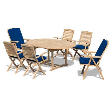 Deluxe Brompton Teak Dining Table and Bali Folding & Reclining Chairs