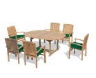 Brompton Bali Teak Extendable Dining Table Set With 6 Stackable Chairs