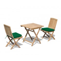 Rimini Patio Garden Folding Table and Chairs Set - Outdoor 2 Seater Folding Dining Set