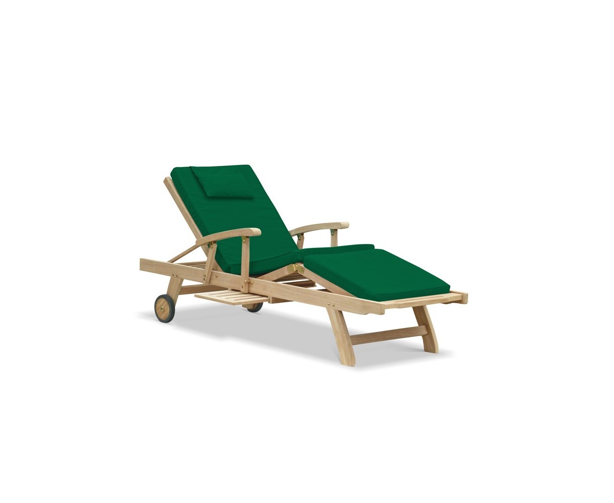 Luxury Teak Reclining Lounger with Arms & Cushion