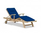 Luxury Teak Reclining Lounger with Arms & Cushion