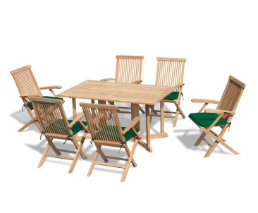Shelley Teak Garden Gateleg Table and 6 Armchairs - Set 3