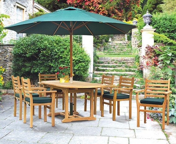 Yale 6 Seater Teak Garden Table and Stacking Chairs Set
