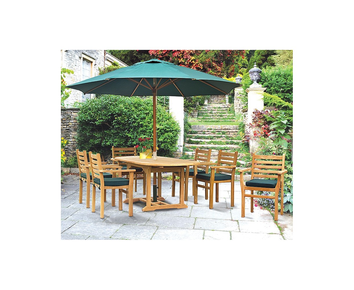 Yale 6 Seater Teak Garden Table and Stacking Chairs Set