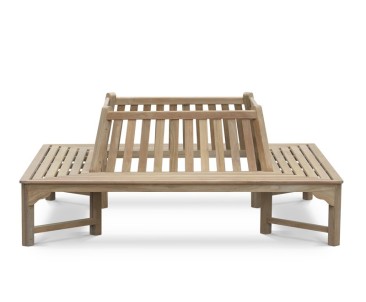 Teak Square Tree Bench with Back – 2.2m