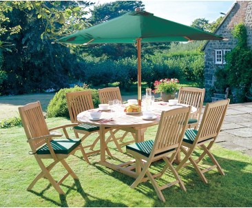 Brompton 6 Seater Extending Garden Table and Folding Chairs