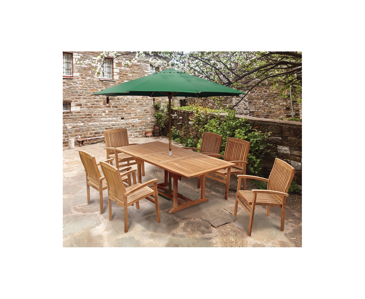 Hilgrove 6 Seater Garden Table and Bali Stacking Chairs Set