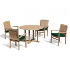 Bali Patio Garden Table and Stackable Chairs Set - Outdoor Teak Dining Set