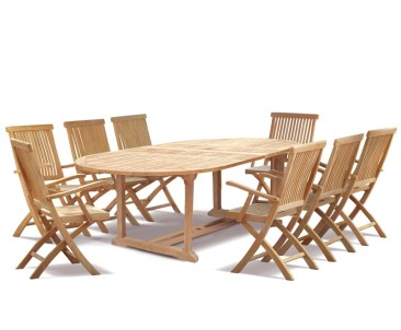 Brompton Outdoor 8 Seater Extending Dining Set with Folding Chairs