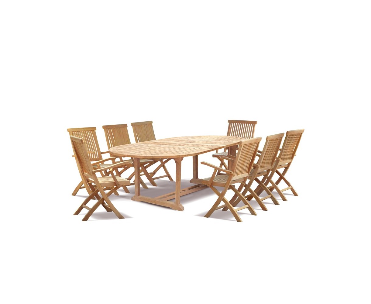 Brompton Outdoor 8 Seater Extending Dining Set with Folding Chairs