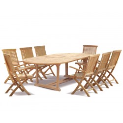 Brompton Outdoor 8 Seater Extending Dining Set with Folding Chairs