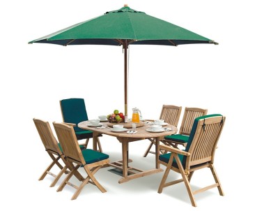 Extending Garden Table and Folding Chairs Set