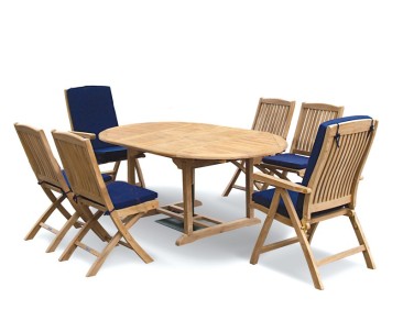 Deluxe Brompton Extending Garden Table and Folding Chairs Set - Reclining Chairs