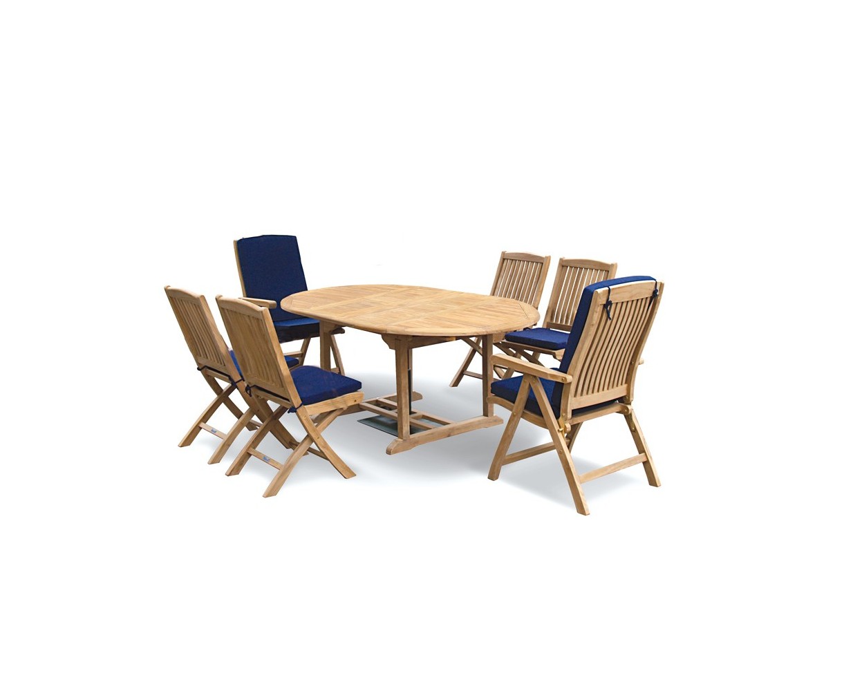 Deluxe Brompton Extending Garden Table and Folding Chairs Set