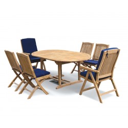 Deluxe Brompton Extending Garden Table and Folding Chairs Set