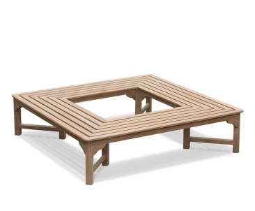 Teak Backless Square Tree Seat - 1.8m