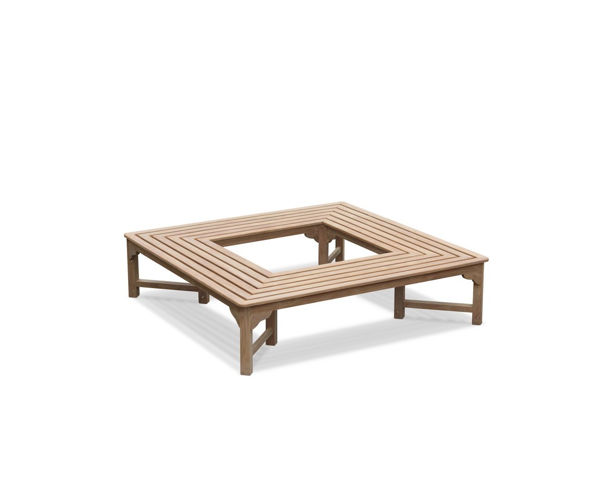 Teak Backless Square Tree Seat - 1.8m