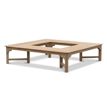 Teak Backless Square Tree Seat - 1.8m