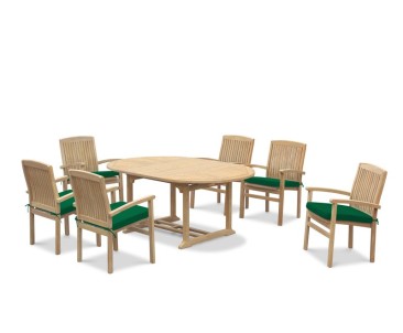 Brompton Extendable Dining Table Set with Bali Stacking Chairs
