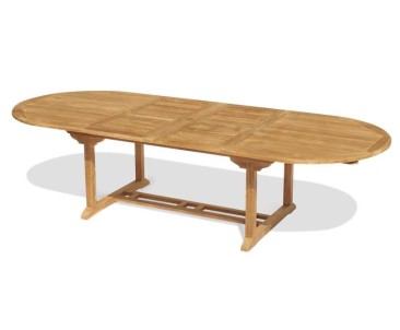 Brompton Double-Leaf Teak Extending Garden Table 200-300cm - Extending Garden Tables