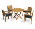 Suffolk Teak Folding Garden Table and 4 Stacking Chairs Set