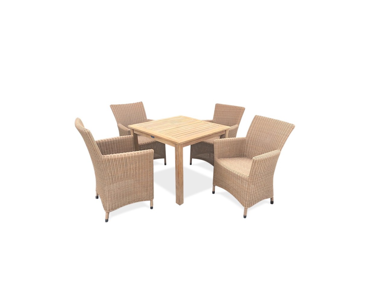 Riviera 4 Seater Teak and Rattan Garden Dining Set