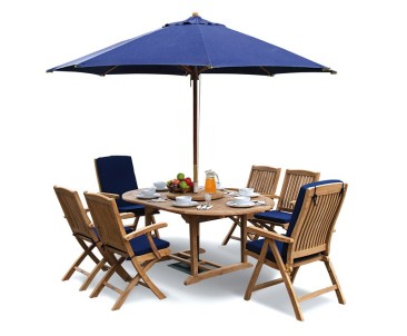 Deluxe Brompton Teak Dining Table and Bali Folding & Reclining Chairs