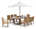 St Tropez 8 Seater Teak Table and Wicker Stacking Chairs Dining Set