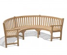 Henley Teak Curved Wooden Bench With Arms