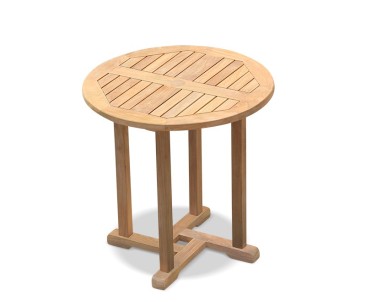 Canfield Teak Wooden Round Garden Table - 75cm - 2 Seater Dining Tables