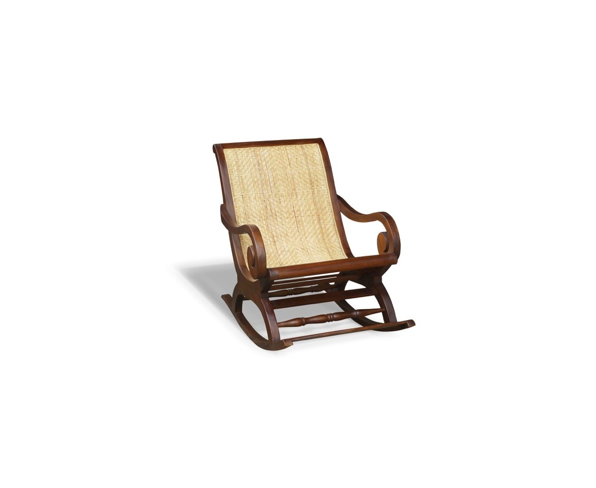 Capri Teak & Rattan Antique Plantation Rocking Chair Capri Teak & Rattan Plantation Rocking Chair - Capri Teak & Rattan Antique Plantation Rocking Chair