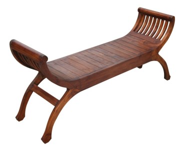 Teak Colonial Regency Bedside Stool, Two Seat,  Antique Finish