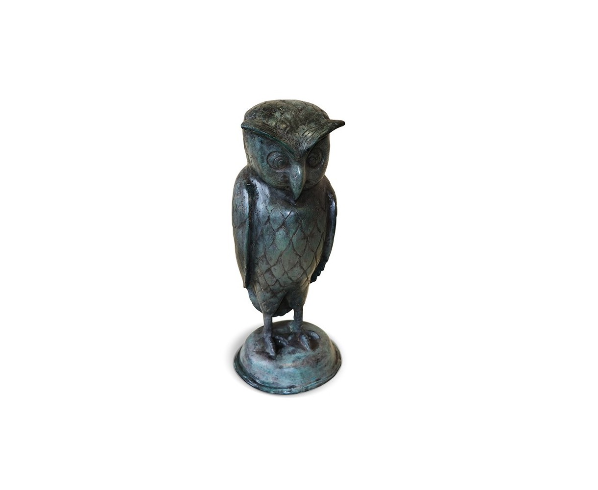 Large Owl Garden Ornament, Brass Outdoor Statue