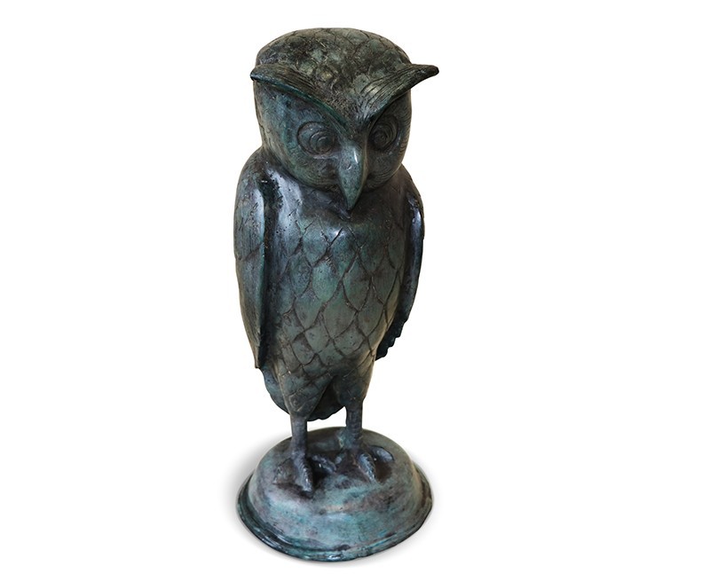 Large Owl Garden Ornament, Brass Outdoor Statue, Owl Garden Décor