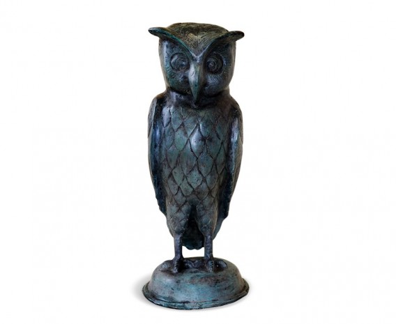 Large Owl Garden Ornament, Brass Outdoor Statue