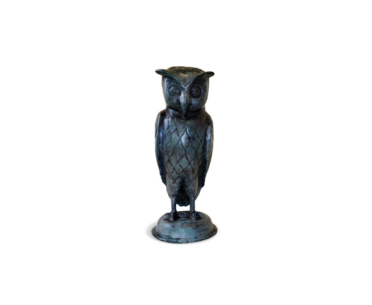 Large Owl Garden Ornament, Brass Outdoor Statue