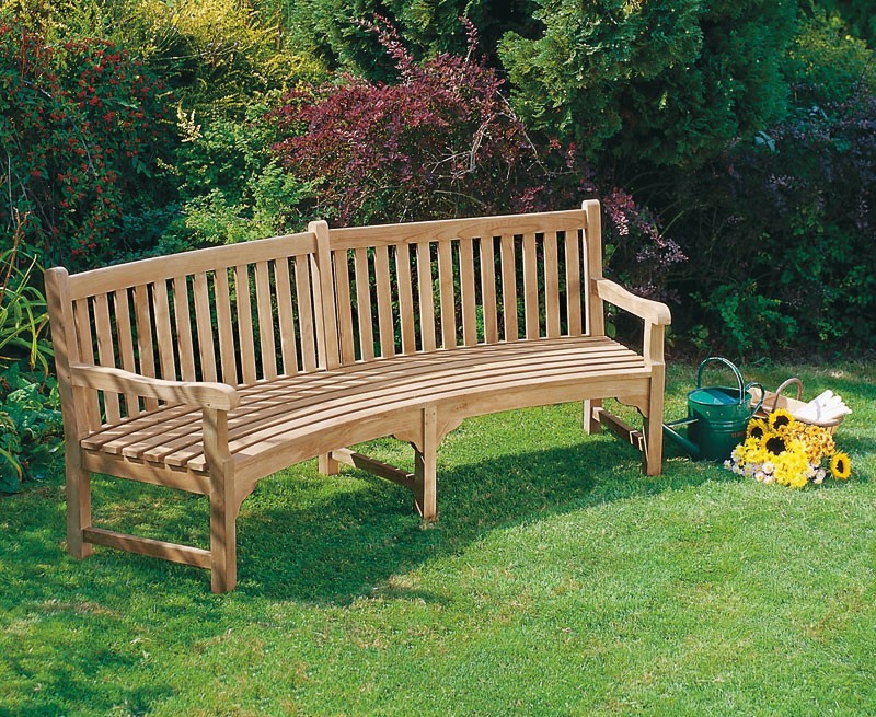 Connaught Teak Curved Garden Bench | Teak Park Bench - 2.2m