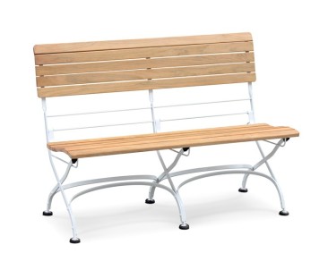 Teak Folding Bistro Garden Bench, Satin White – 1.2m