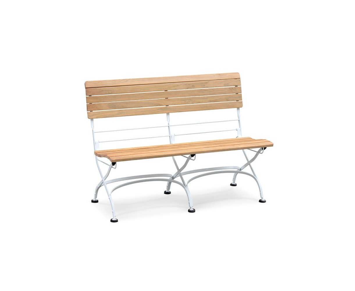 Teak Folding Bistro Garden Bench, Satin White – 1.2m