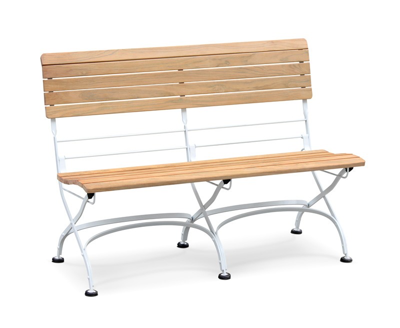 Teak Folding Bistro Garden Bench, Satin White 1.2m