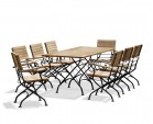 Bistro Rectangular 1.8m Table with 8 Armchairs, Folding Bistro Set, Black